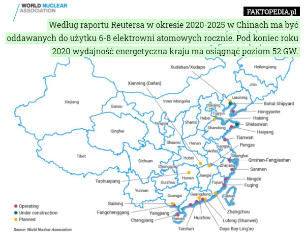 Według raportu Reutersa w okresie 2020-2025 w Chinach ma być oddawanych...