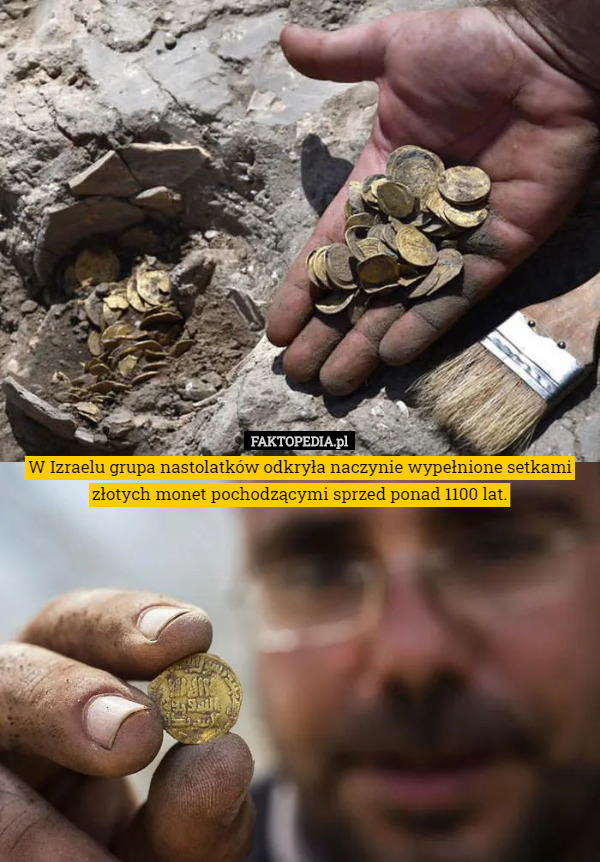 W Izraelu grupa nastolatków odkryła naczynie wypełnione setkami złotych