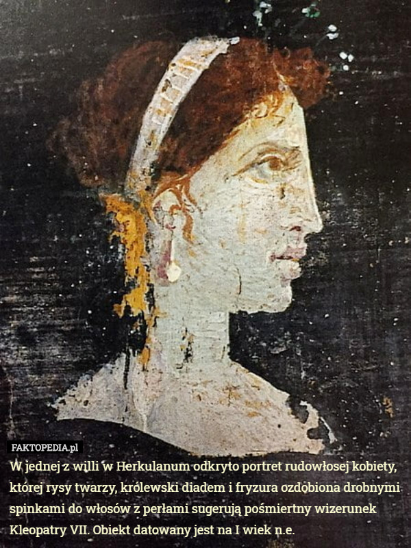 W jednej z willi w Herkulanum odkryto portret rudowłosej kobiety, której...