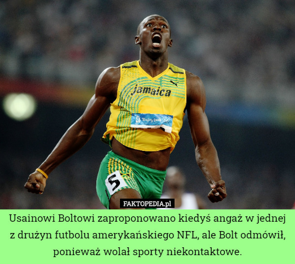 Usainowi Boltowi zaproponowano kiedyś angaż w jednej z drużyn futbolu amerykańskiego