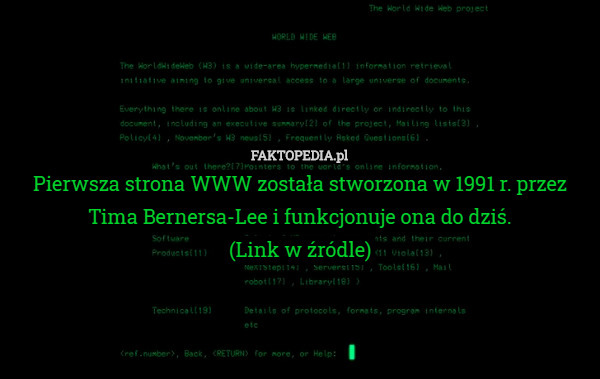 Pierwsza strona WWW została stworzona w 1991 r. przez Tima Bernersa-Lee