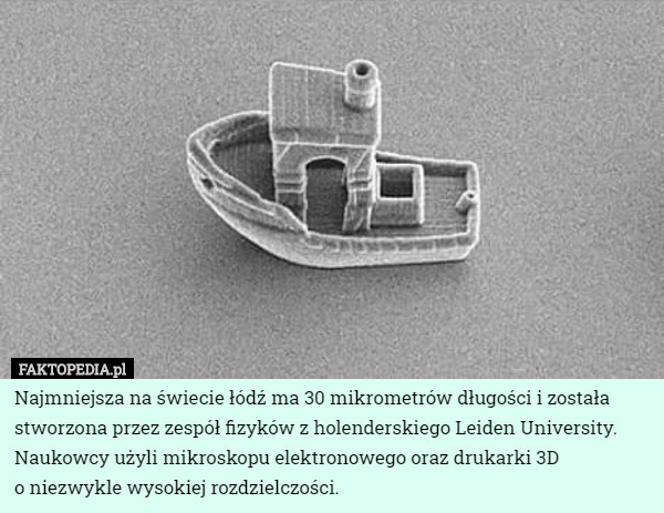 Najmniejsza na świecie łódź ma 30 mikrometrów długości i została stworzona...