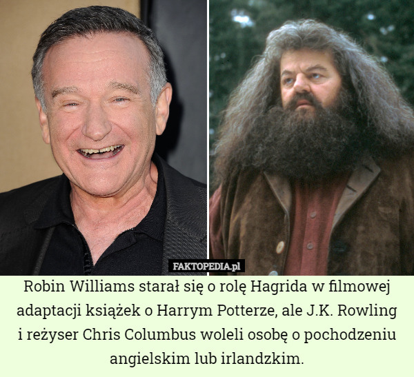 Robin Williams starał się o rolę Hagrida...