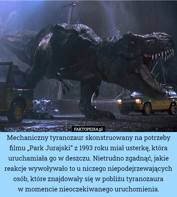 Mechaniczny tyranozaur skonstruowany na potrzeby filmu „Park Jurajski” z...