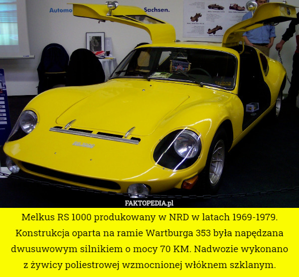 Melkus RS 1000 produkowany w NRD w latach 1969-1979. Konstrukcja oparta...