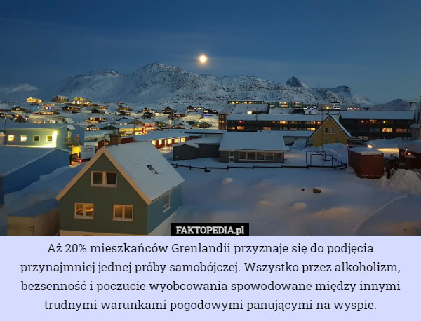 Aż 20% mieszkańców Grenlandii przyznaje się do podjęcia przynajmniej jednej...