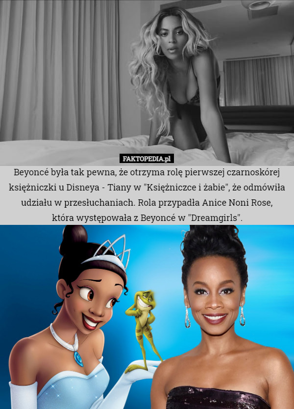 Beyoncé była tak pewna, że otrzyma rolę pierwszej czarnoskórej księżniczki...
