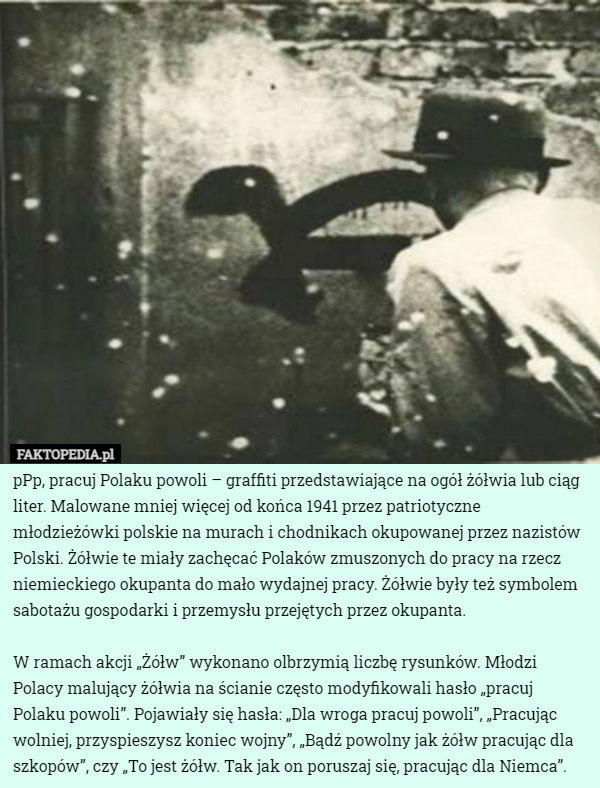 PPp, pracuj Polaku powoli – graffiti przedstawiające na ogół żółwia lub...