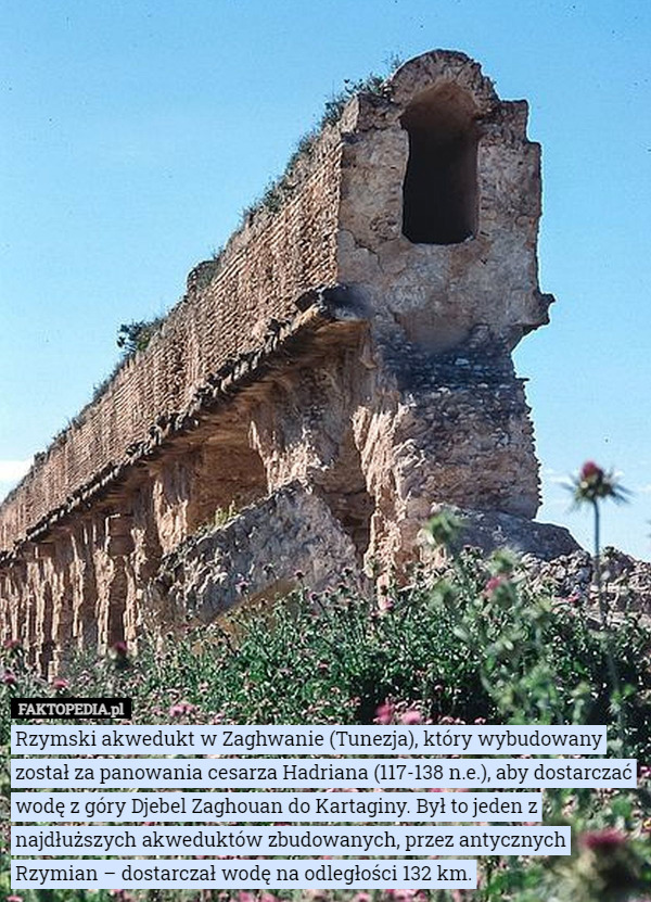 Rzymski akwedukt w Zaghwanie (Tunezja), który wybudowany został za panowania...