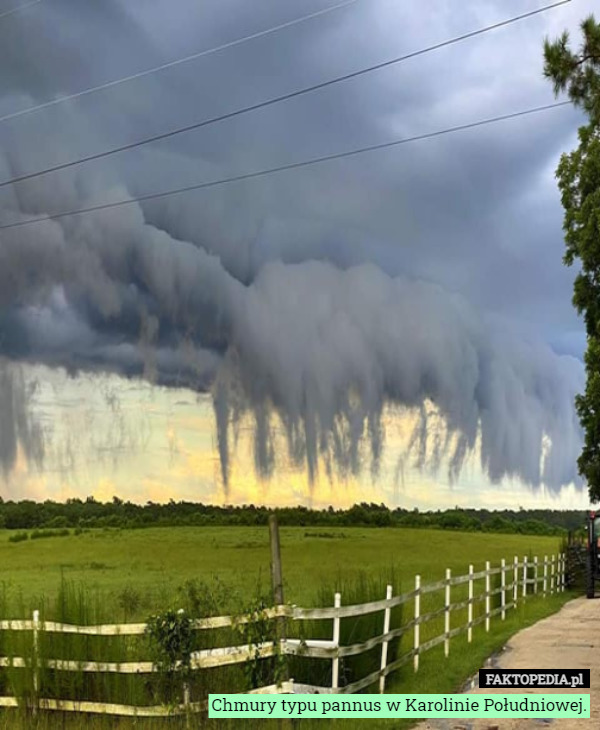 Chmury typu pannus w Karolinie Południowej.