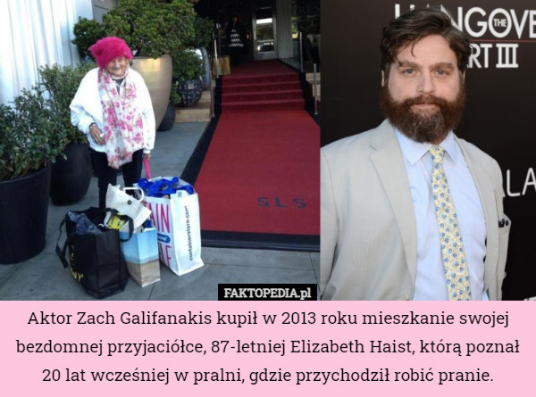 Aktor Zach Galifanakis kupił w 2013 roku mieszkanie swojej bezdomnej przyjaciółce...