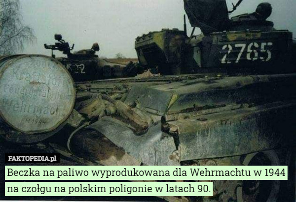 Beczka na paliwo wyprodukowana dla Wehrmachtu w 1944 na czołgu na polskim...