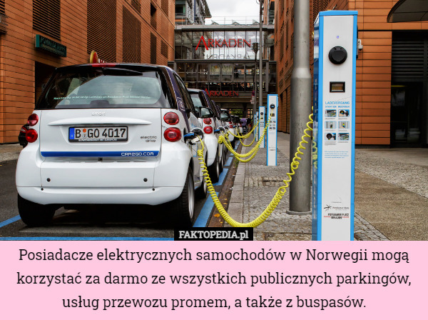 Posiadacze elektrycznych samochodów w Norwegii mogą korzystać za darmo ze...