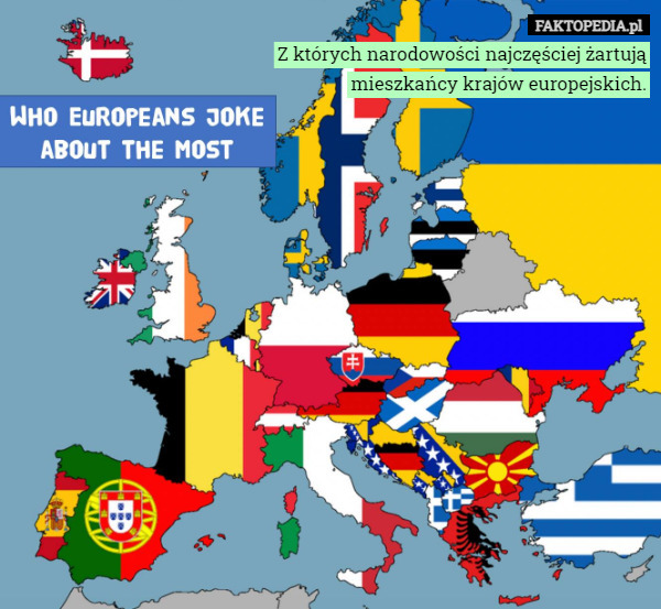 Z których narodowości najczęściej żartują mieszkańcy krajów europejskich.