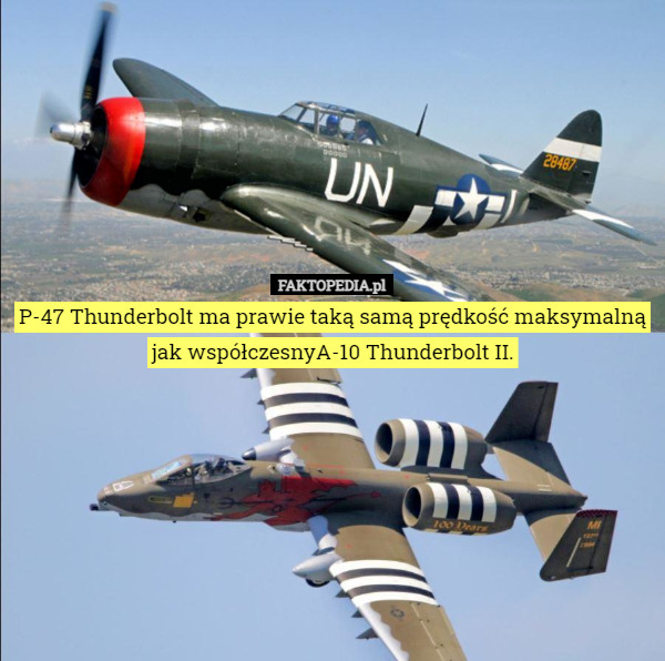 P-47 Thunderbolt ma prawie taką samą prędkość maksymalną jak...