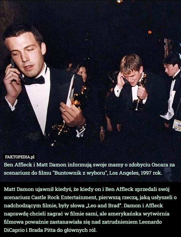 Ben Affleck i Matt Damon informują swoje mamy o zdobyciu Oscara za scenariusz...