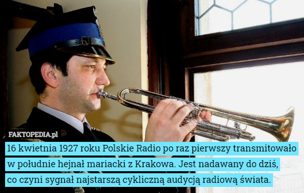 16 kwietnia 1927 roku Polskie Radio po raz pierwszy transmitowało w południe...