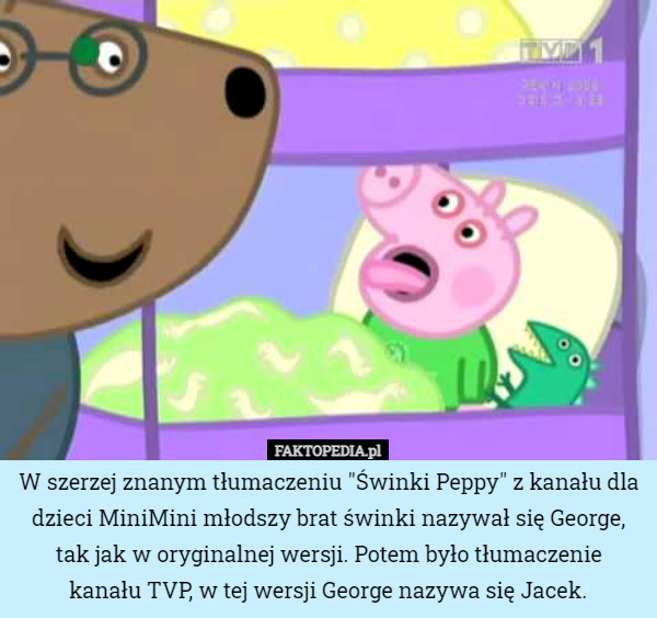 W szerzej znanym tłumaczeniu "Świnki Peppy" z kanału dla dzieci...