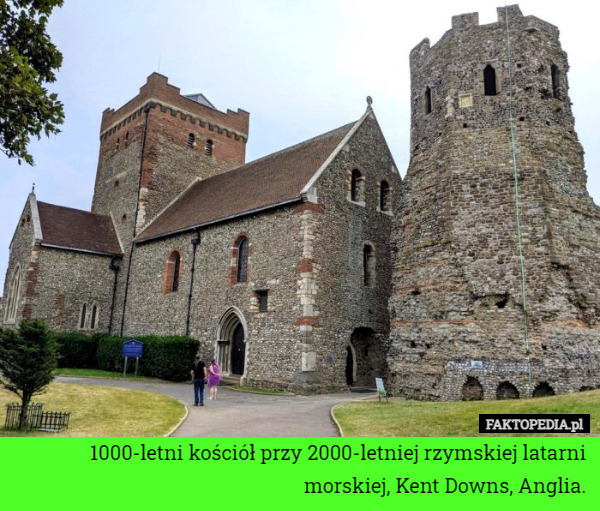 1000-letni kościół przy 2000-letniej rzymskiej latarni morskiej, Kent Downs,