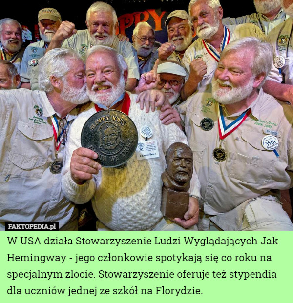 W USA działa Stowarzyszenie Ludzi Wyglądających Jak Hemingway - jego członkowie...