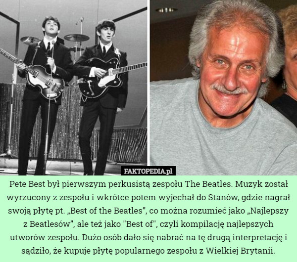 Pete Best był pierwszym perkusistą zespołu The Beatles. Muzyk został wyrzucony...