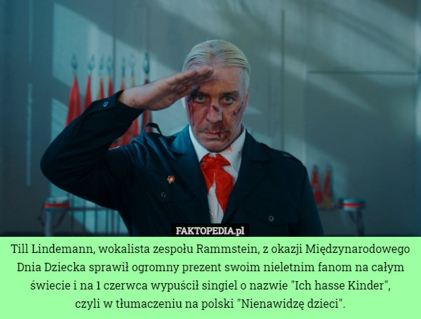 Till Lindemann, wokalista zespołu Rammstein, z okazji Międzynarodowego Dnia...