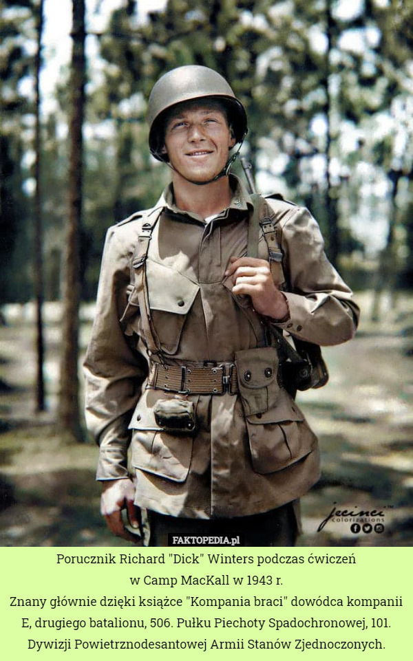 Porucznik Richard "Dick" Winters podczas ćwiczeń w Camp MacKall...