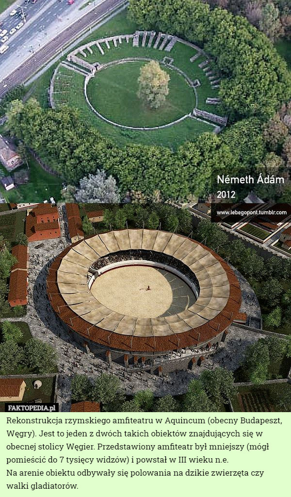 Rekonstrukcja rzymskiego amfiteatru w Aquincum (obecny Budapeszt, Węgry)...