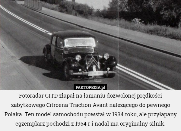 Fotoradar GITD złapał na łamaniu dozwolonej prędkości zabytkowego Citroëna...