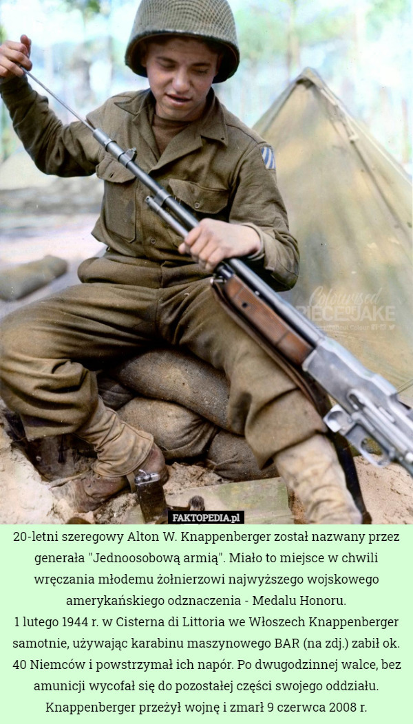 20-letni szeregowy Alton W. Knappenberger został nazwany przez generała...