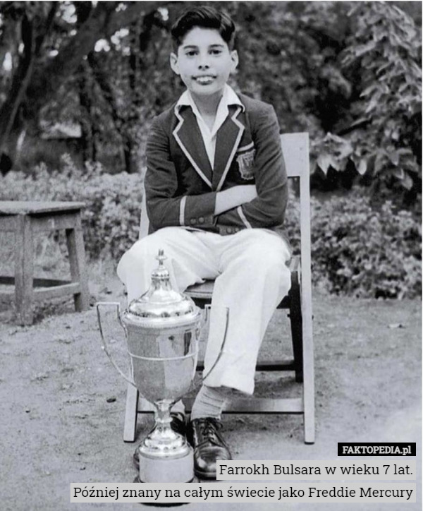 Farrokh Bulsara w wieku 7 lat. Później znany na całym świecie jako Freddie...