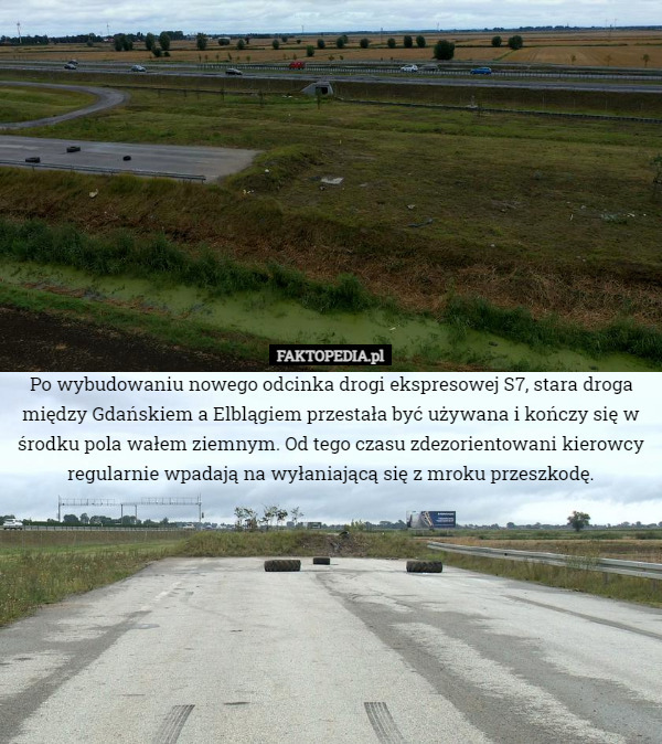Po wybudowaniu nowego odcinka drogi ekspresowej S7, stara droga między Gdańskiem