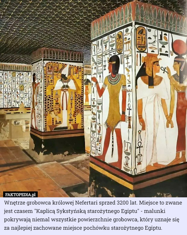 Wnętrze grobowca królowej Nefertari sprzed 3200 lat. Miejsce to zwane jest...