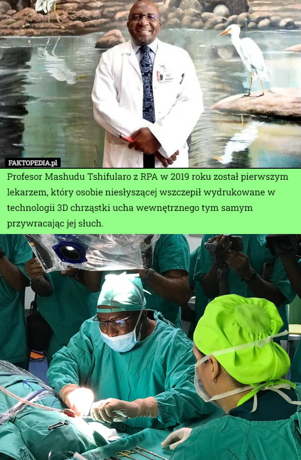Profesor Mashudu Tshifularo z RPA w 2019 roku został pierwszym lekarzem...