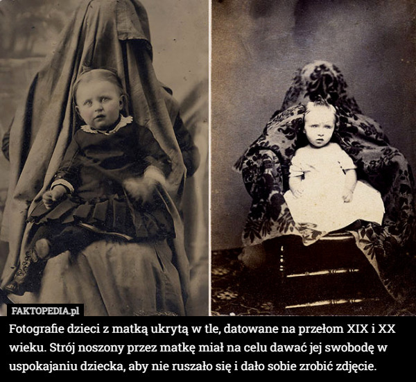 Fotografie dzieci z matką ukrytą w tle, datowane na przełom...