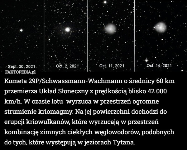 Kometa 29P/Schwassmann-Wachmann o średnicy 60 km przemierza Układ Słoneczny...