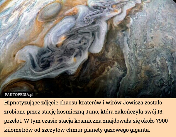 Hipnotyzujące zdjęcie chaosu kraterów i wirów Jowisza zostało zrobione przez