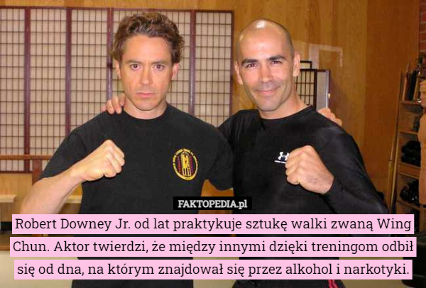 Robert Downey Jr. od lat praktykuje sztukę walki zwaną Wing Chun. Aktor...
