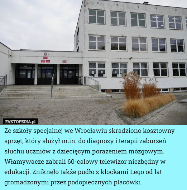 Ze szkoły specjalnej we Wrocławiu skradziono kosztowny sprzęt, który służył...