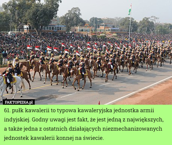 61. pułk kawalerii to typowa kawaleryjska jednostka armii indyjskiej. Godny...