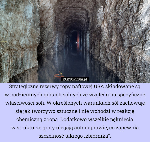 Strategiczne rezerwy ropy naftowej USA składowane są
w podziemnych grotach
