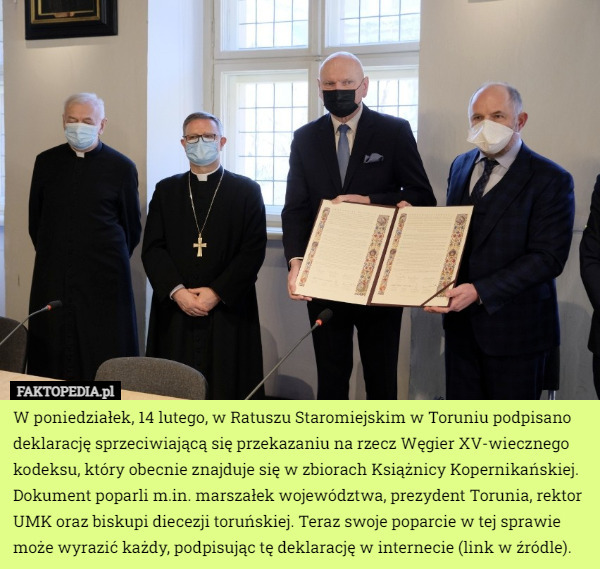 W poniedziałek, 14 lutego, w Ratuszu Staromiejskim w Toruniu podpisano deklarację...