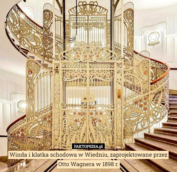 Winda i klatka schodowa w Wiedniu, zaprojektowane przez Otto Wagnera w 1898