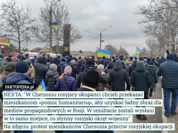 NEXTA: "W Chersoniu rosyjscy okupanci chcieli przekazać mieszkańcom...