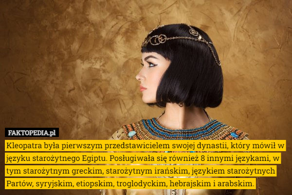 Kleopatra była pierwszym przedstawicielem swojej dynastii, który mówił w...