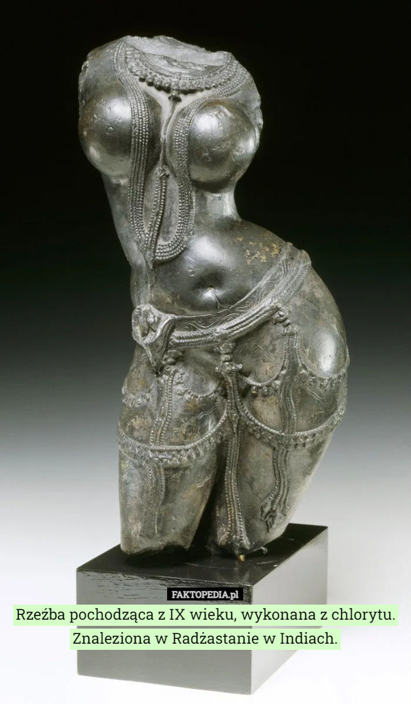 Rzeźba pochodząca z IX wieku, wykonana z chlorytu. Znaleziona w Radżastanie...