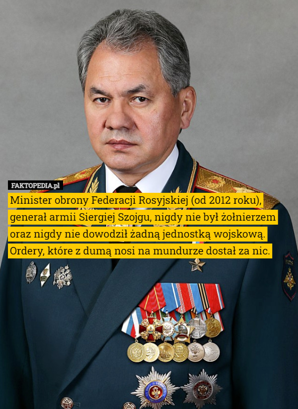Minister obrony Federacji Rosyjskiej (od 2012 roku),  generał armii...