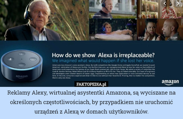 Reklamy Alexy, wirtualnej asystentki Amazona, są wyciszane na określonych...