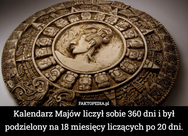 Kalendarz Majów liczył sobie 360 dni i był podzielony na 18 miesięcy liczących...