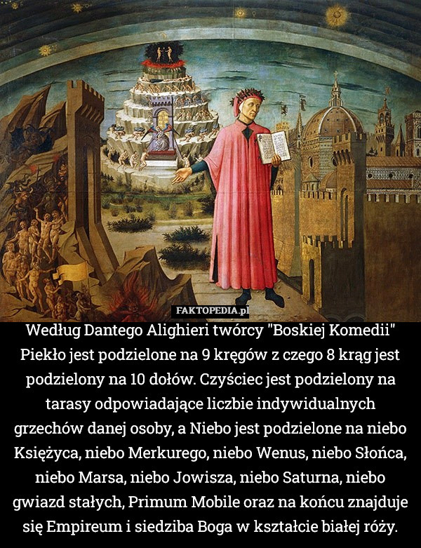 Według Dantego Alighieri twórcy "Boskiej Komedii" Piekło jest